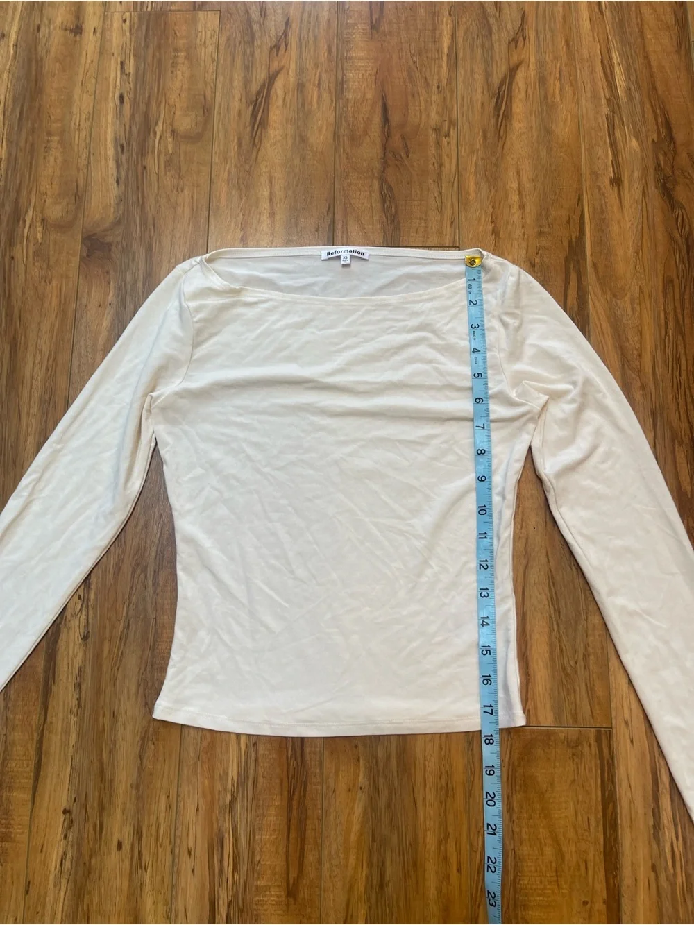 Reformation Wiley Knit Top Boat Neck Long Sleeve Top in Cream/Ivory XS